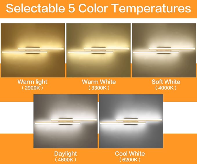 PRESDE 48 Inch LED Bathroom Light Fixtures Over Mirror Brushed Gold Vanity - Image 2