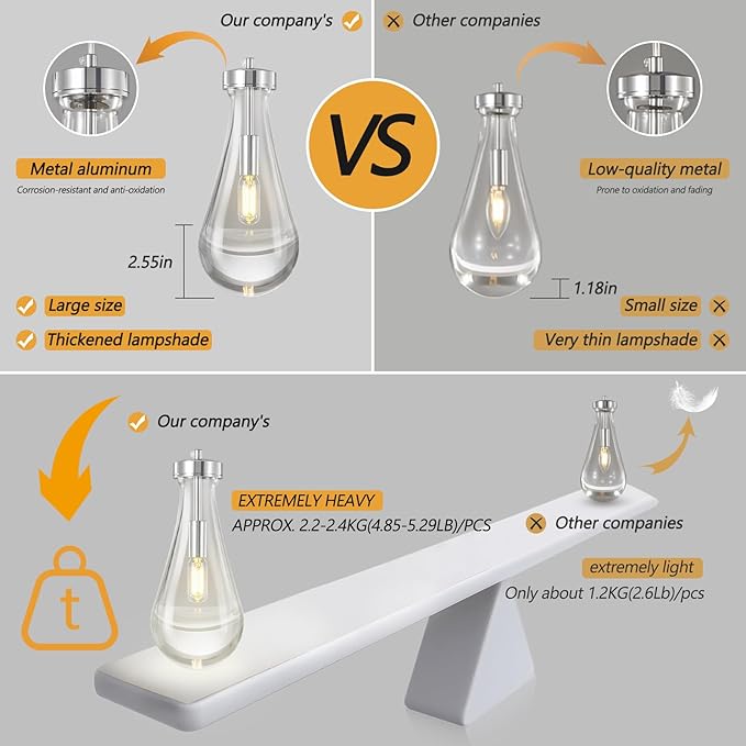 Raindrop Pendant Lights Kitchen Island Teardrop Chrome Hanging Light Fixtures - Image 3