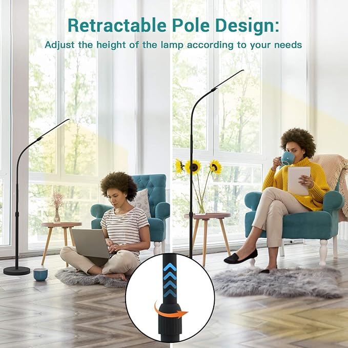 NXONE Led Floor Lamp, Modern Reading Adjustable Standing Height 4 Colors and - Image 6