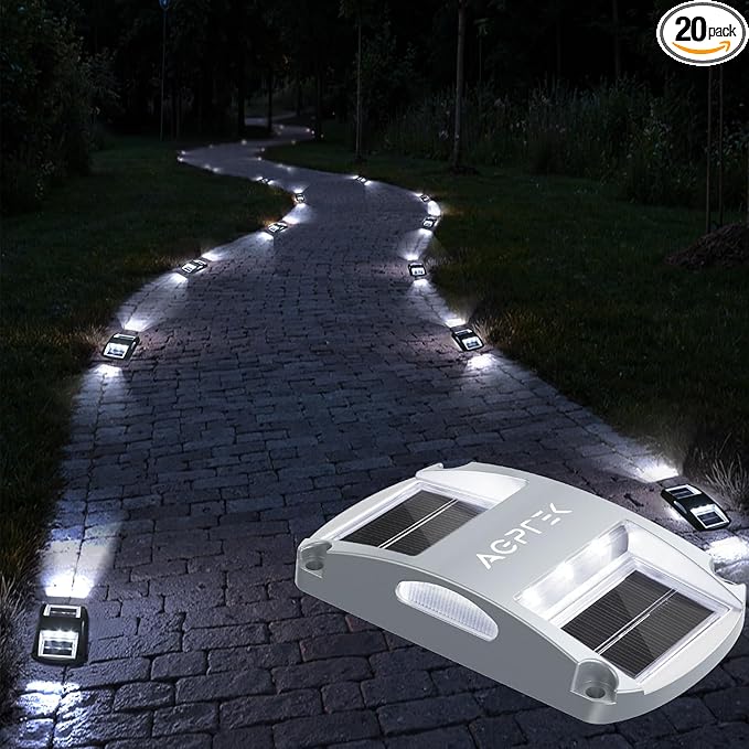 AGPTEK Solar Driveway Lights 20 Pack, Outdoor Deck Dock Marine LED Solar by AGPTEK