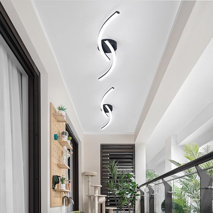 Modern LED Ceiling Light 22W Black Linear Ceiling Lights Fixture 6000K Aluminum - Image 9