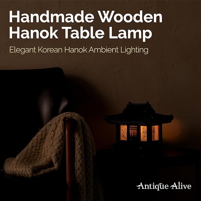 Traditional Korean Wood Lamp | Handmade Asian Oriental Table Lantern | Bedside - Image 2