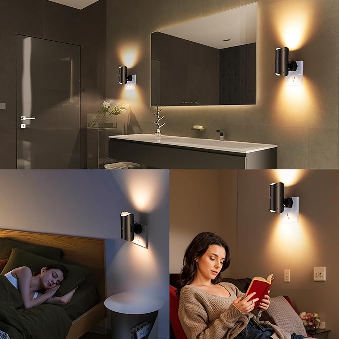 Night Light, 2 Pack LED Night Lights Plug into Wall, Soft White 3000K, 0-100LM - Image 2