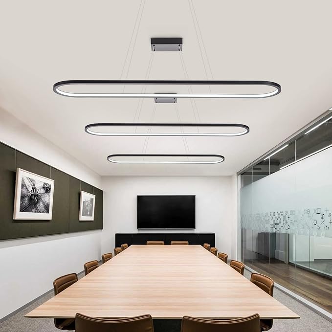 MADEM Modern LED Chandelier, 39.4'' Black Linear Light Pool Table Pendant Light - Image 9