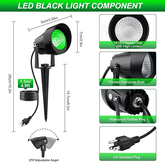 Christmas Green Landscape Spotlights, 14 LED Landscape Lighting - Image 6