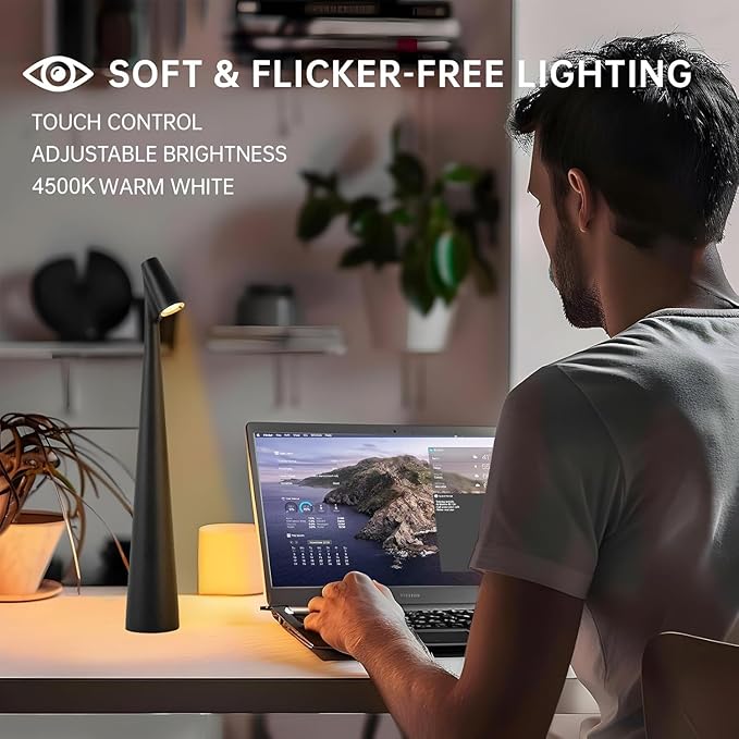 Cordless Small Table Lamps, 3 Levels Brightness Portable Desk Lamp, - Image 5