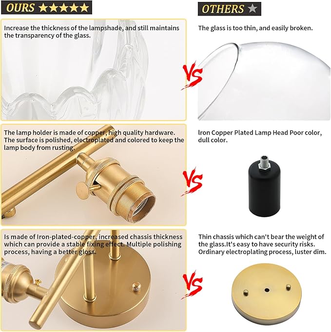 Bathroom Light Fixtures, 2-Light Brass Vanity Wall Light Over Mirror - Image 8