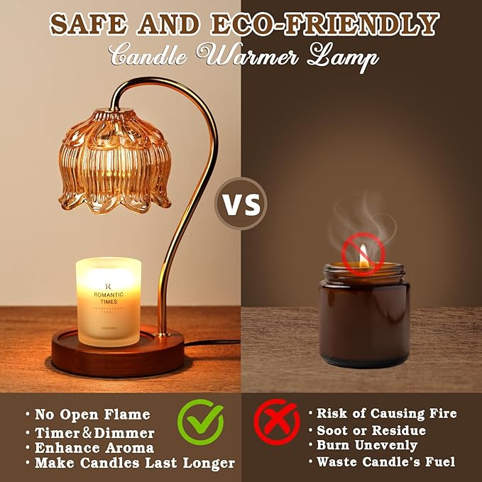 Flower Candle Warmer Lamp with Timer, Dimmable Candle Lamp Warmer, Christmas - Image 7