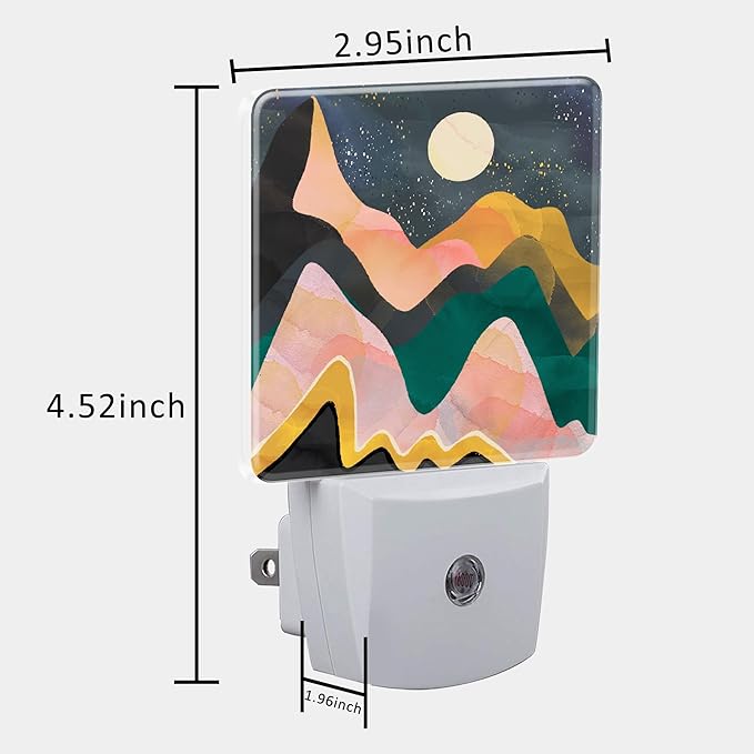 Plug in Night Lights Abstract Mountains Night Sky and Moon Nightlight Plug Into - Image 5