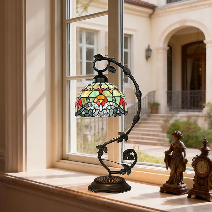 Stained Glass Lamp, Vintage Table Lamp, Living Room, Study（Baroque） - Image 7