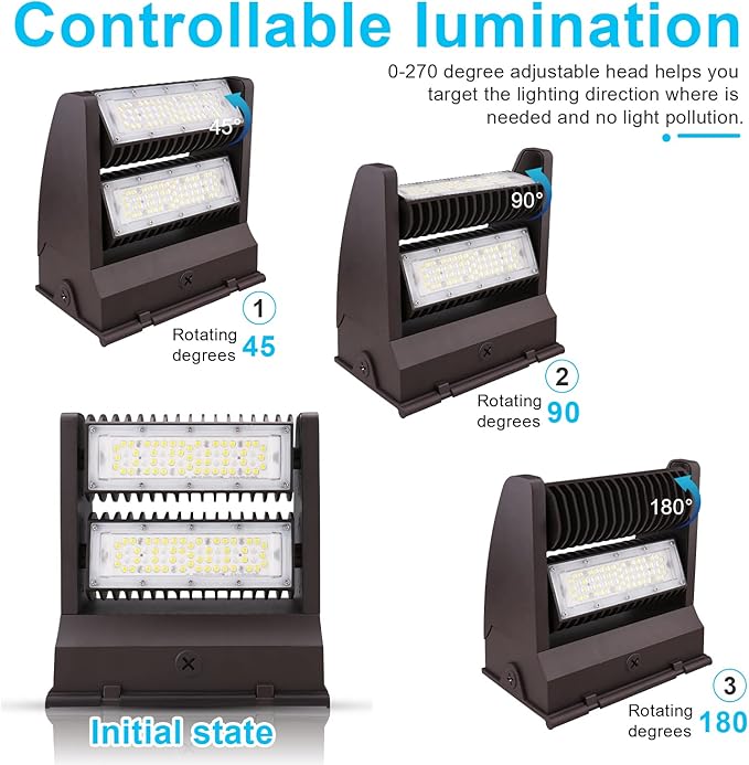 OSTEK LED Wall Pack Light 40W Rotatable Adjustable 5000K 5500LM, Outdoor - Image 5