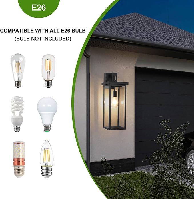tewei 2 Pack Large Size Outdoor Wall Lantern Exterior Wall Light Fixture - Image 6