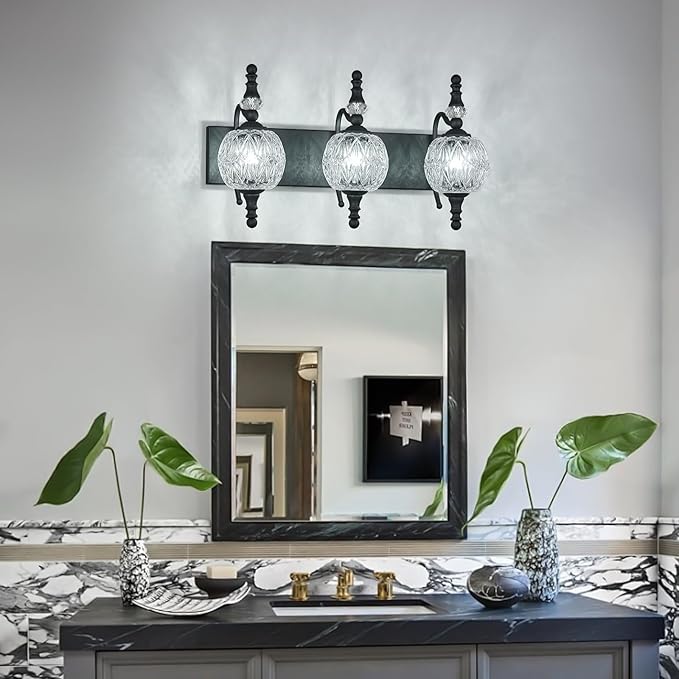 Modern Crystal Bathroom Vanity Lights Fixtures Over Mirror Black Vintage - Image 2