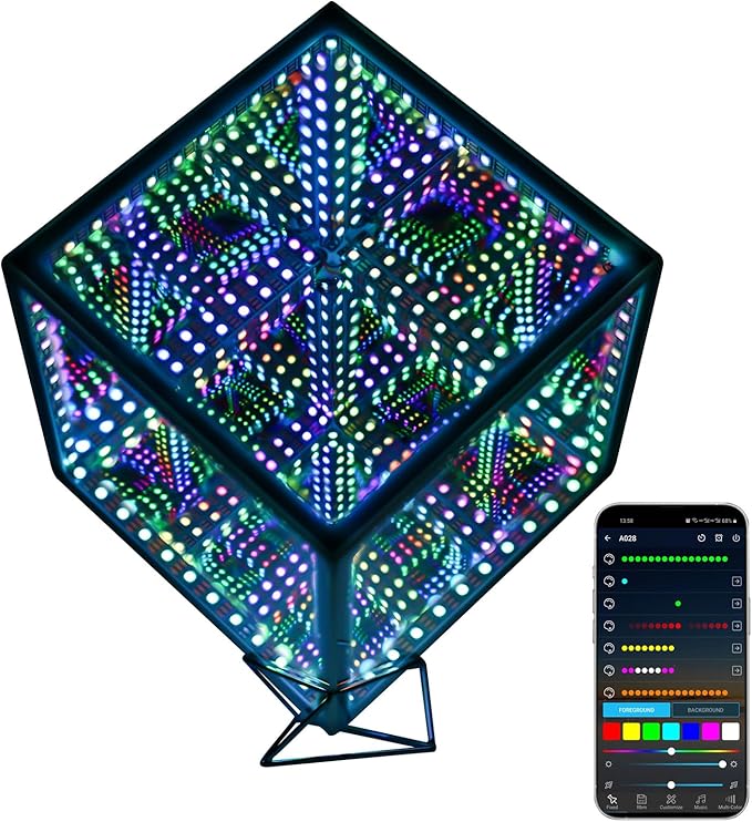 Infinity Hyper Cube LED Table Lamp, Color-Changing Music-Sync APP-Controlled by Heepulor