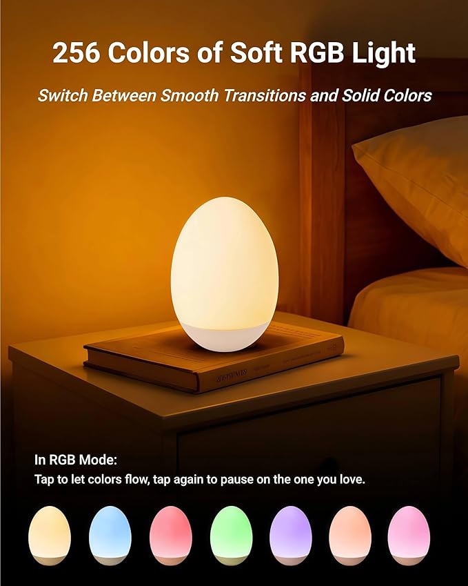 Egg Baby Night Light for Nursery & Breastfeeding – Portable Touch Light - Image 4