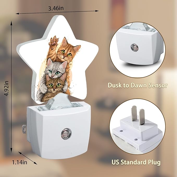 Cute Cat Night Light Plug-in Dusk to Dawn Smart Sensor White Led Nightlight - Image 6