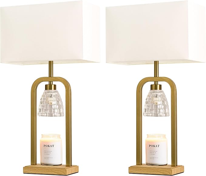 PoKat Gold Table Lamps with Candle Warmer & Timer - Image 9