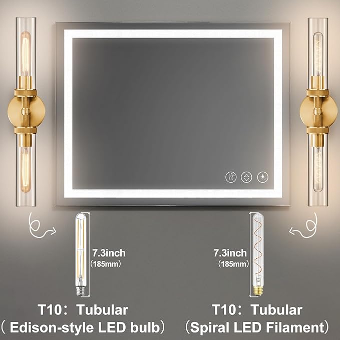 LaLuLa 2-Light Bathroom Vanity Light, Knurled Texture Linear Gold Wall Sconces - Image 6