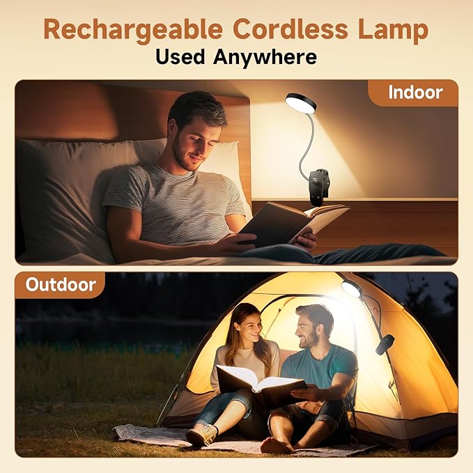 Mubarek Clip on Lamp, 5 Brightness+5 Color Clip on Light, 200LM 36 LED Reading - Image 4