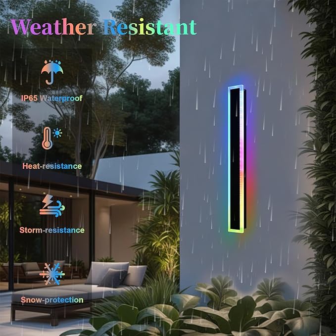 Modern RGB Long Outdoor Wall Lights - Image 3