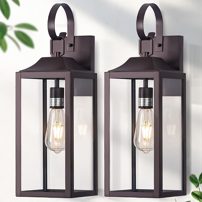 19" Large Outdoor Wall Lantern 2 Pack, Bronze Exterior Lighting Fixtures Porch - Image 7