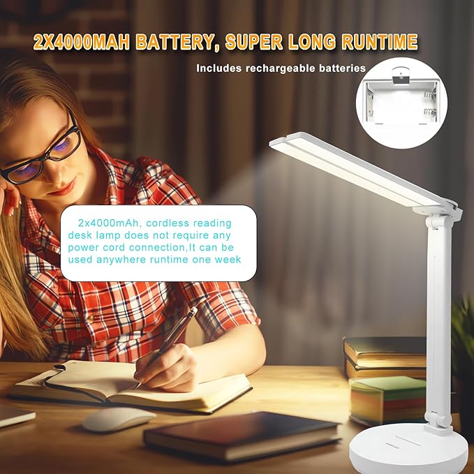 Desk Lamp, Led Cordless Rechargeable Lamp, 2800K-6500K CCT Dual Swing Arm - Image 2