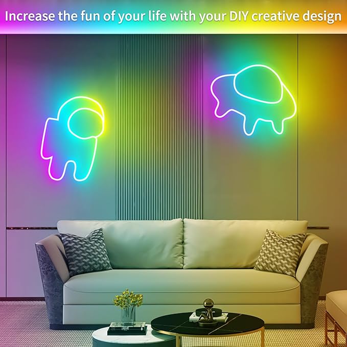 50ft Neon Rope Light, 24V RGB LED Strip Lights, Music Sync, Remote/APP Control - Image 2
