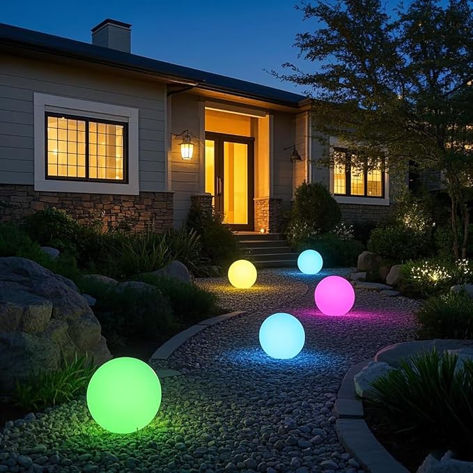 Mr.Go 14-inch LED Ball Light, Cordless Rechargeable Globe Lamp w/Remote - Image 5