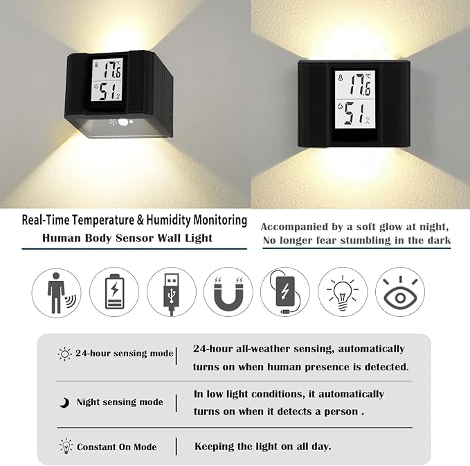 Motion-Activated LED Wall Sconce Outdoor Indoor Wall Lights - Image 6