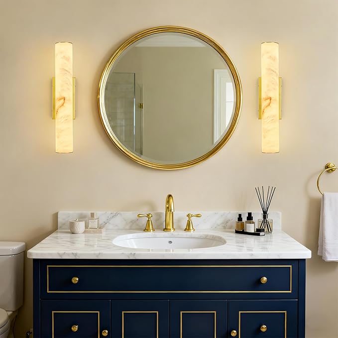 LMQNINE Natural Alabaster Wall Sconces Spanish Marble Wall Light Cylinder - Image 5