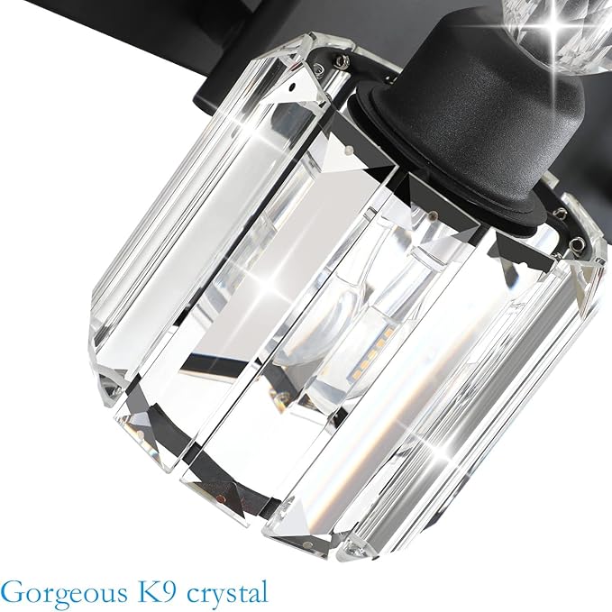 Ralbay Modern Crystal Black 5-Light Bathroom Vanity Light, Matte Black Crystal - Image 6