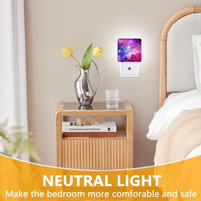 Purple Galaxy Space Night Light, Plug-into Nightlight White LED Lamp, Energy - Image 3