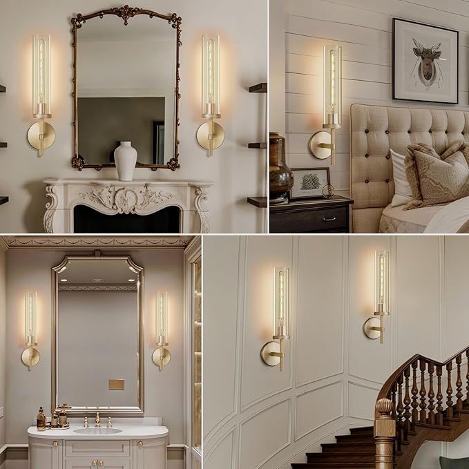 Gold Wall Sconces, 19.48" Knurled Wall Sconces, Modern Light Fixtures Wall - Image 4