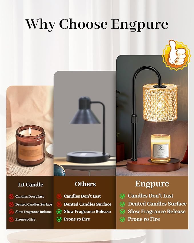 Candle Warmer Lamp with Timer Dimmer Height Adjustable - Image 4