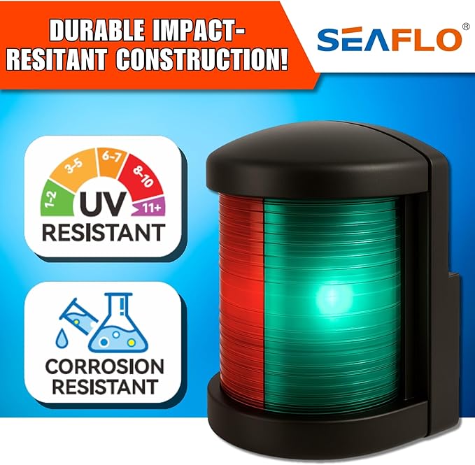 SEAFLO 11 Series Mini Sized LED Bi-Color Red/Green Navigation Light – 12V - Image 8