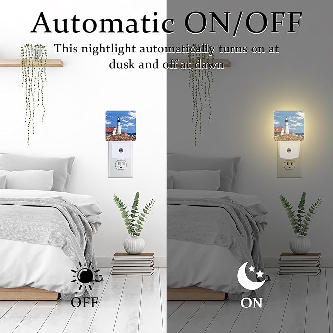 Beautiful White Lighthouse Night Light Plug into Wall, Ocean Seaside Lighthouse - Image 6