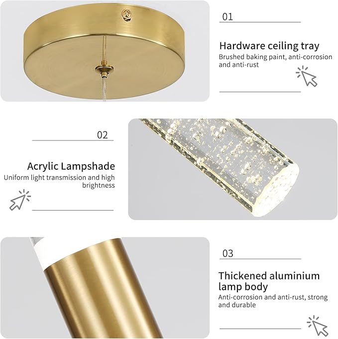 Modern Kitchen Island Pendant Lights, 3 Color 2700K/4500K/6500K, Mini Linear - Image 4