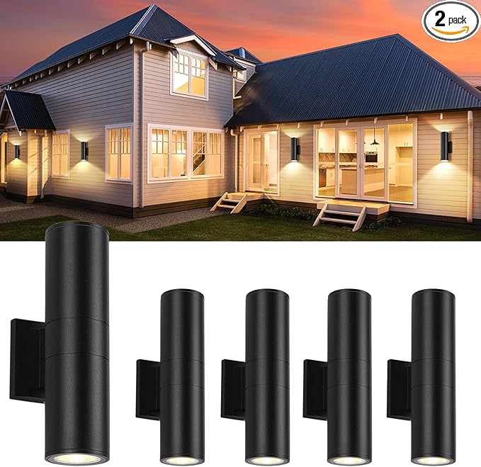 4 Pack 14inch LED Up & Down Wall Lights, 18W E26 4000K Day White 1800LM Outdoor by MUCLUD