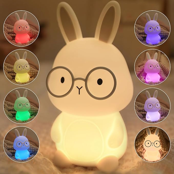 Bunny Night Light, Rabbit Lamp for Kids, Rechargeable Nursery Nightlight by FAMIDUO-BrightenYourLife
