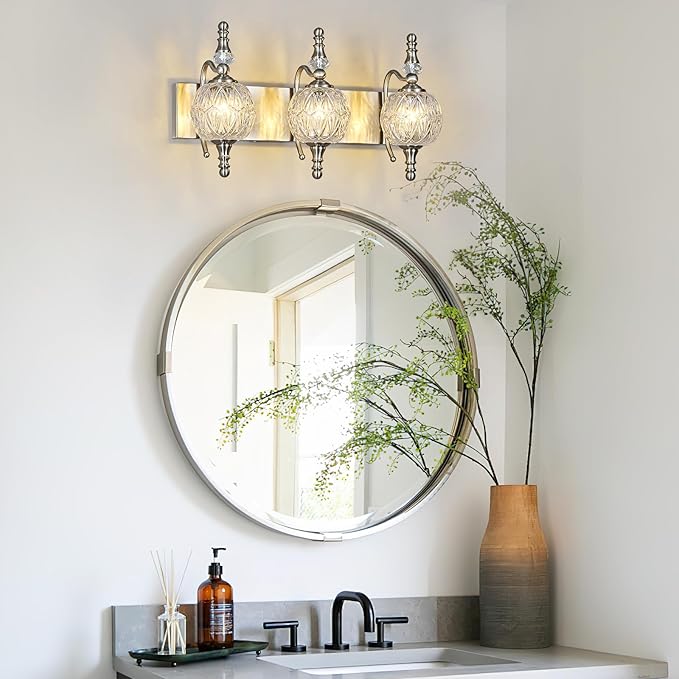 Modern Crystal Bathroom Vanity Lights Fixtures Over Mirror Brushed Nickel - Image 6