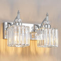 Modern Bathroom Vanity Light 2-Light Chrome Crystal Light Fixtures Over Mirror by BBLLWJ