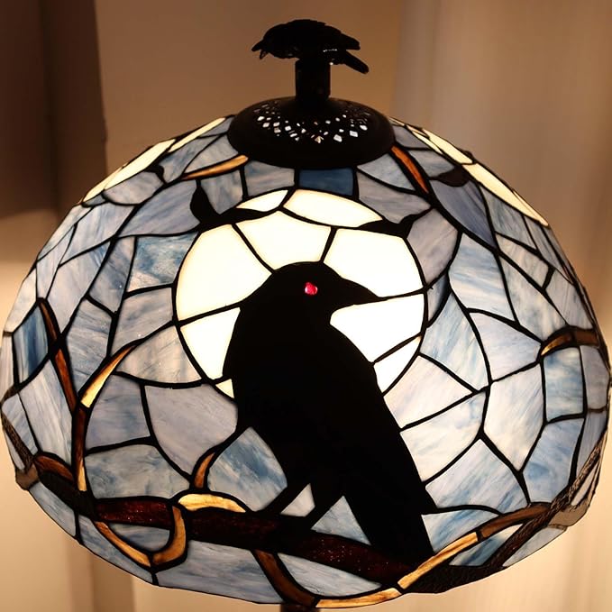 Bieye L12023 Tiffany Style Stained Glass Raven Floor Lamp Gothic Crow and Full - Image 4