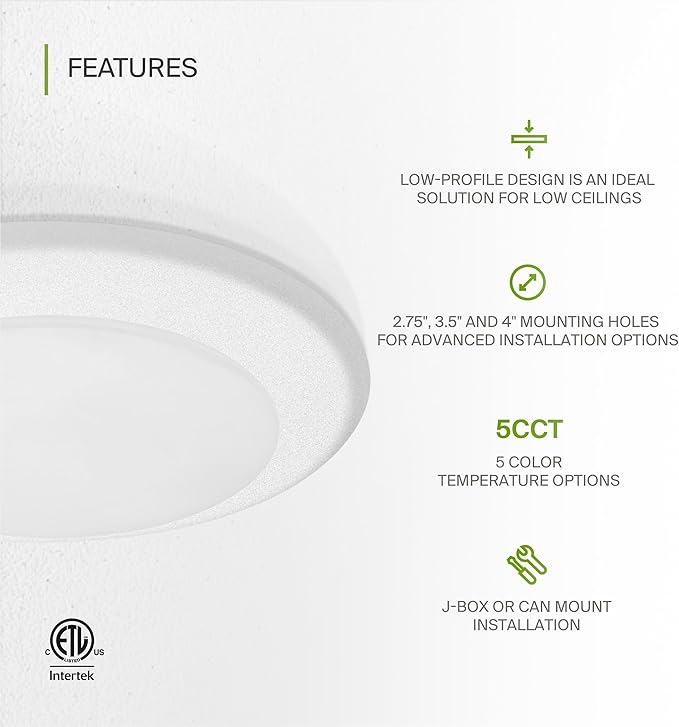 ASD 1 Pack LED Disk Lights 6 Inch, 15W 5CCT 2700K-5000K 1245LM CRI90+, Dimmable - Image 3