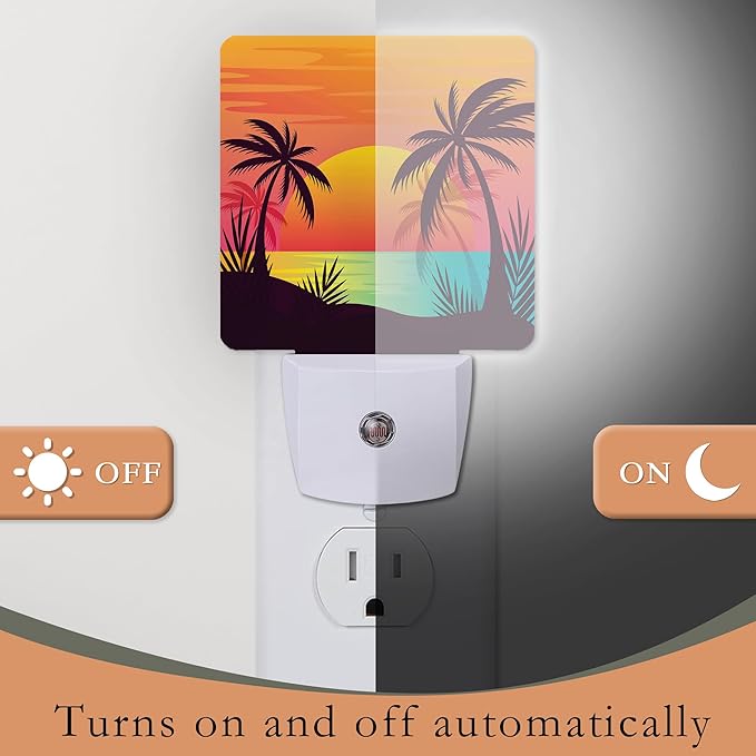 Night Light, Palm Tree with Beach Sunset Night Lights Plug into Wall - Image 3