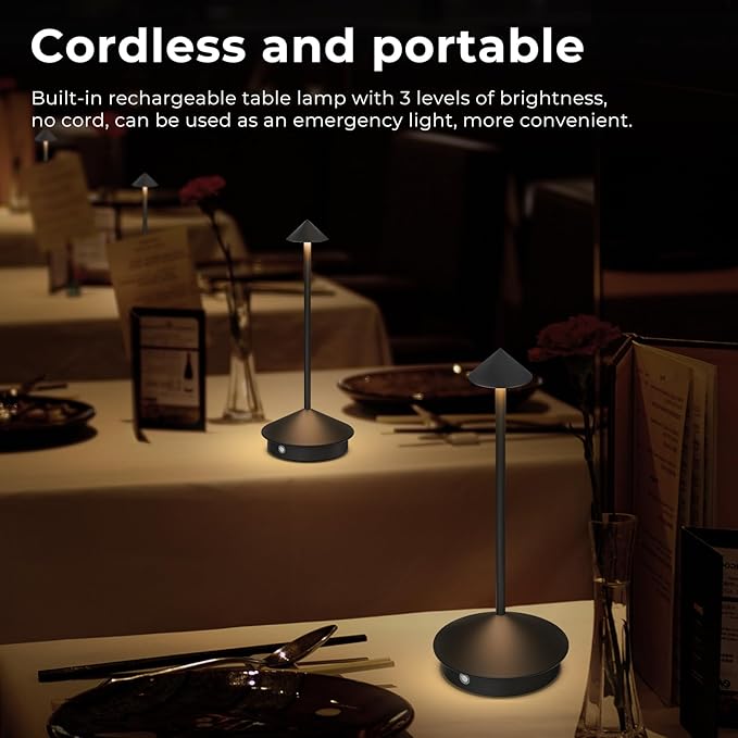 2 Pack Cordless Table Lamp, 6000mAh Rechargeable Battery Operated Desk Lamp - Image 4