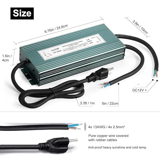 LED Driver 400 Watts 110V/120V AC to 12V DC 33.3A Power Supply Waterproof Low - Image 3