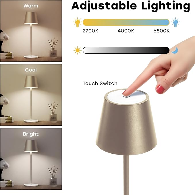 2 Pack Cordless Table Lamp, Portable LED Desk Lamp, 5200mAh Battery Operated - Image 3