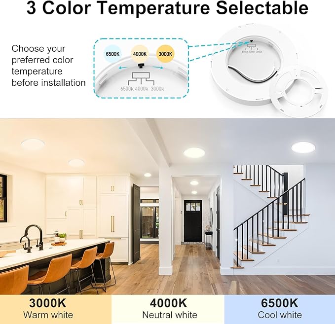 Libit 3-Pack 7" LED Ceiling Light Flush Mounts - 15W 1500LM - Image 3
