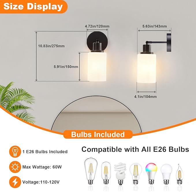 DLLT Wall Sconces Set of Two: Modern Bathroom Vanity Light Fixtures - Image 7