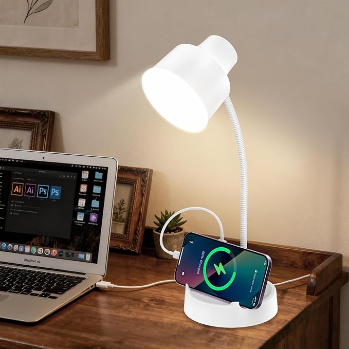 Energetic LED Desk Lamp with Phone Holder, Table Lamp with AC Outlet, - Image 7